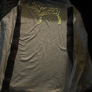 PINK Victoria's Secret Long Sleeve Tee - White with Gold and Black Accents